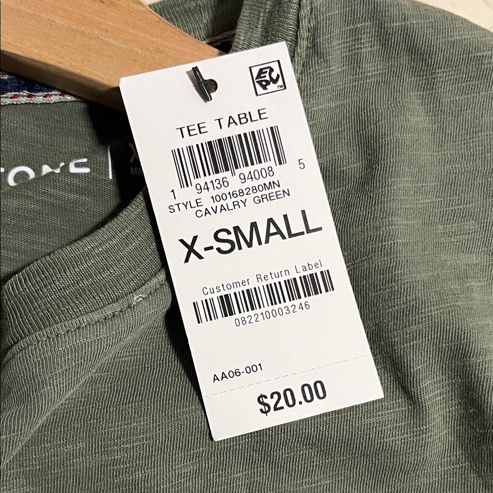 Sun + Stone Men’s Curved Hem T-Shirt in Cavalry Green, size XS - Picture 8 of 9